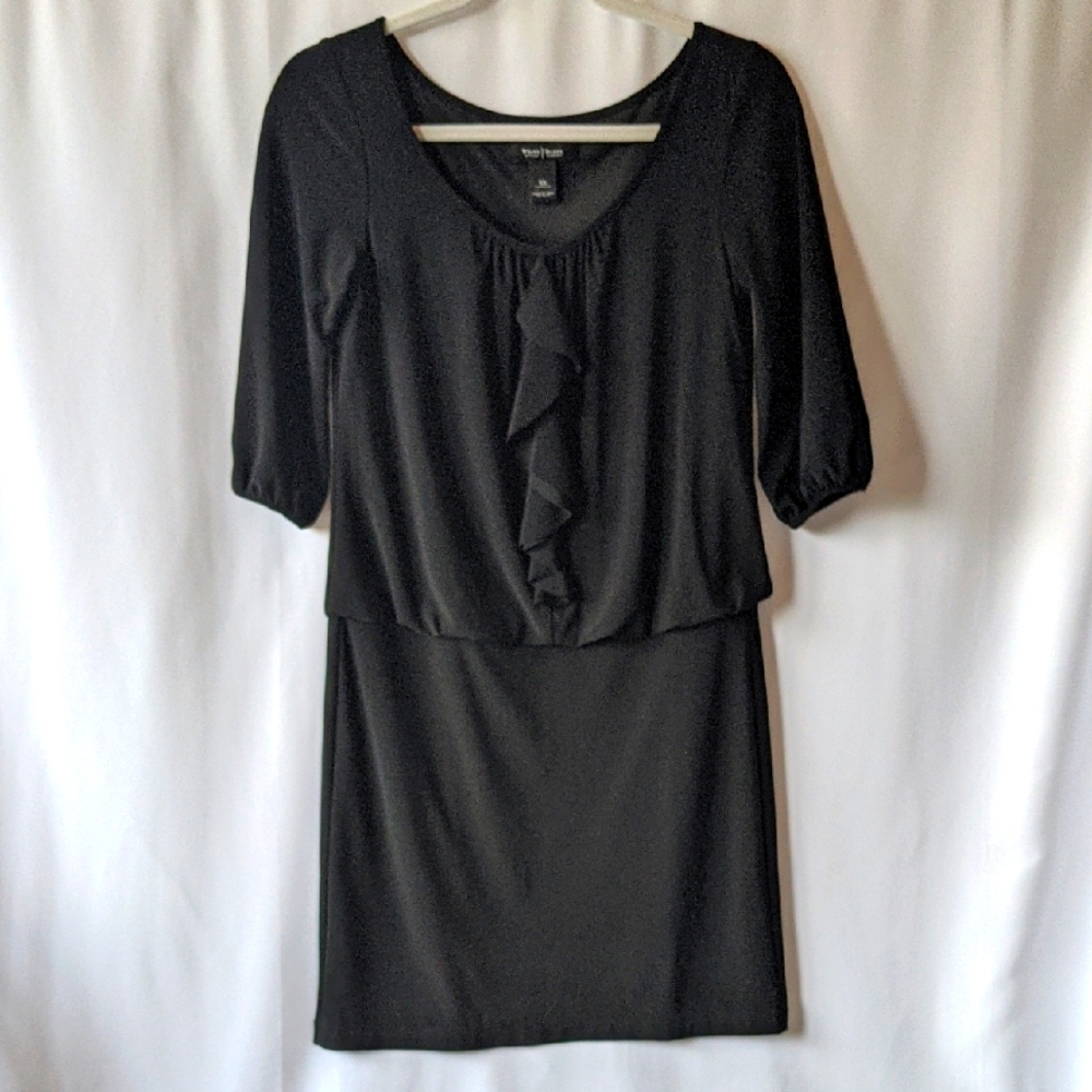 White House Black Market XS Dress Ruffled Front Puff Sleeves